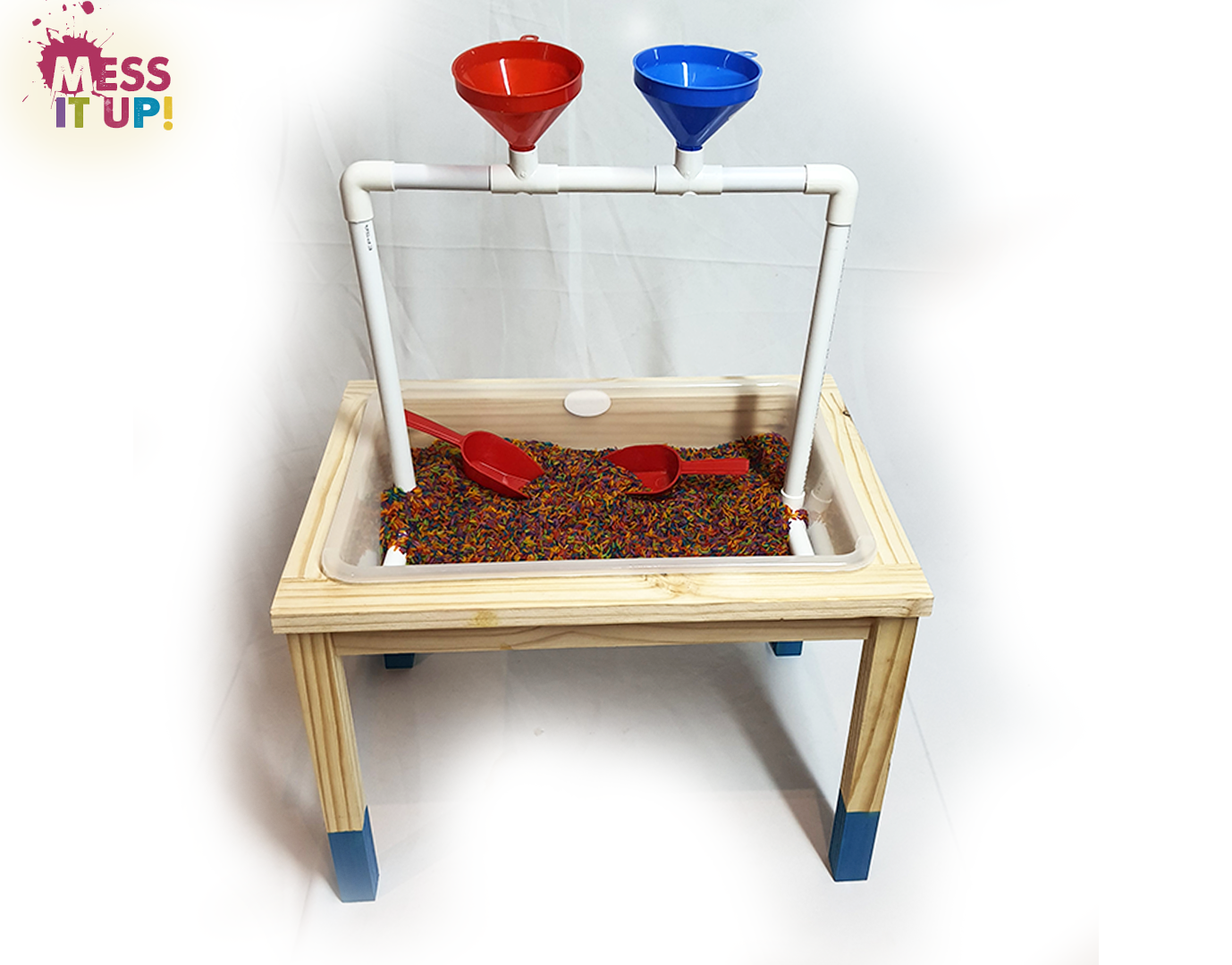 Sensory Tray with Stand & Rainbow Rice Filling Station - Mess It Up Kids