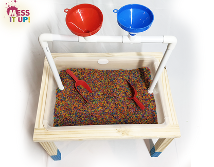 Sensory Tray with Stand & Rainbow Rice Filling Station - Mess It Up Kids